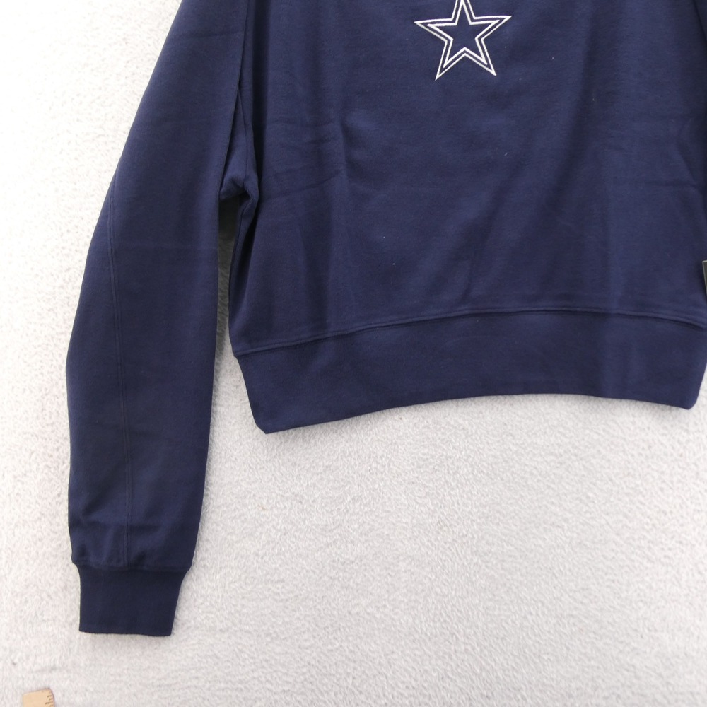 Certo Sweatshirt Womens Medium Dallas Cowboys Star Navy Blue Cropped Boat Neck - Picture 2 of 8